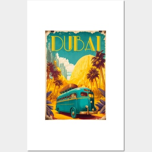 Dubai Desert Vintage Travel Art Poster Posters and Art